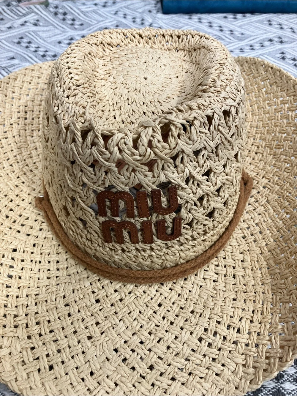 Miu Miu Summer Vacation Raffia Straw Hat OS